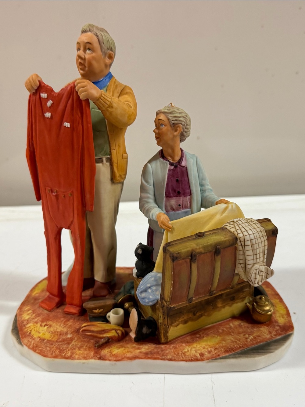 Vintage Norman Rockwell Figurine Gorham Fall Chilly Reception 1st Edition 1957